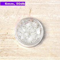 Perle semisferice din plastic, alb (6mm, 50buc.)