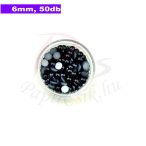 Perle semisferice din plastic, negru (6mm, 50buc.)