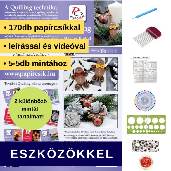 Miere și Rudolf - model pt. tehnica quilling (benzi – 170 buc. descriere și instrumente)